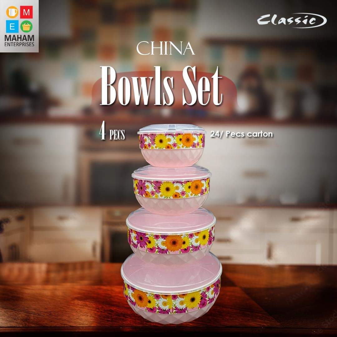 China Printed Bowls Set with Transparent Lid