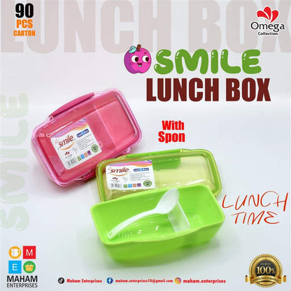 Smile Lunch Box with Crystal Lid (Spoon Inside)