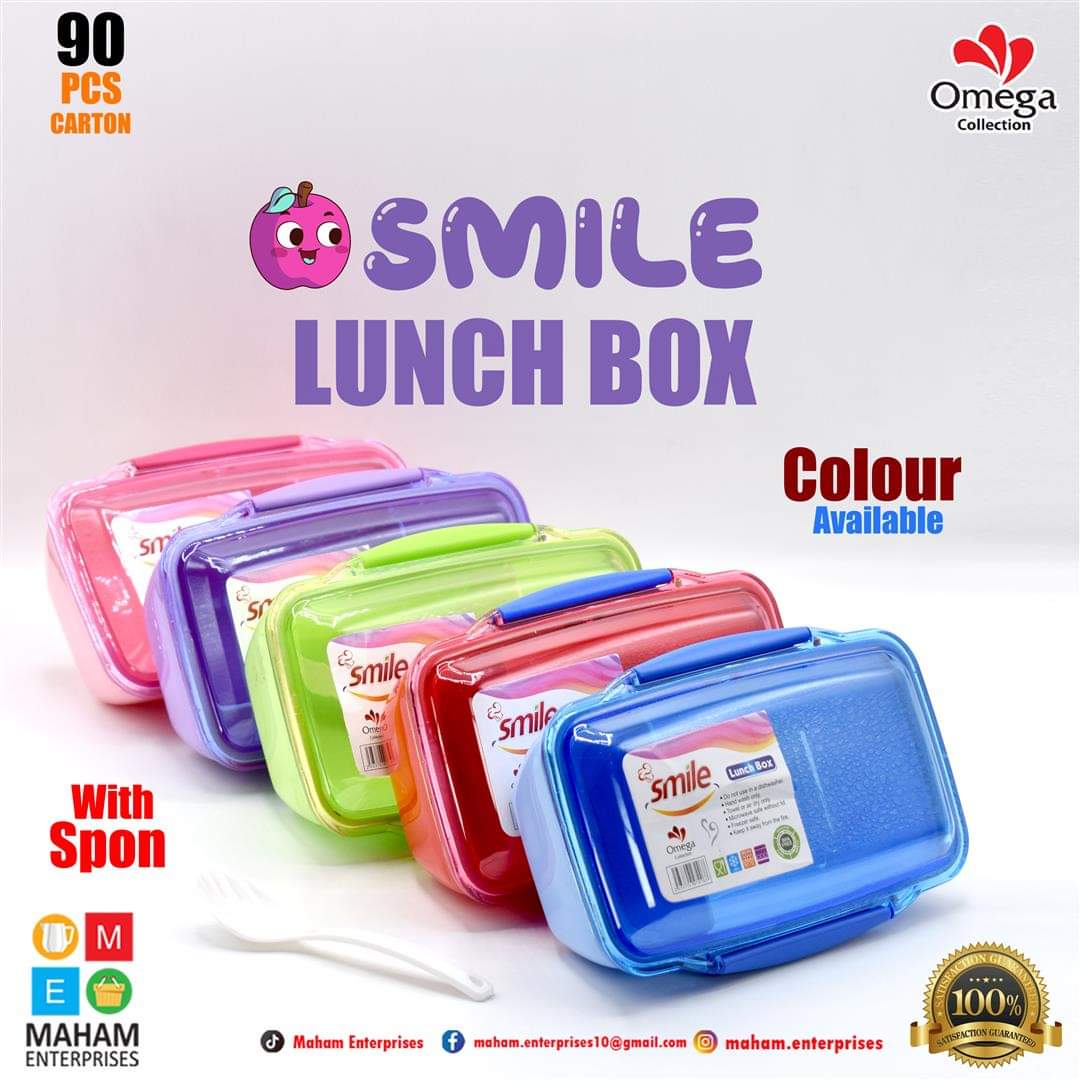 Smile Lunch Box with Crystal Lid (Spoon Inside)