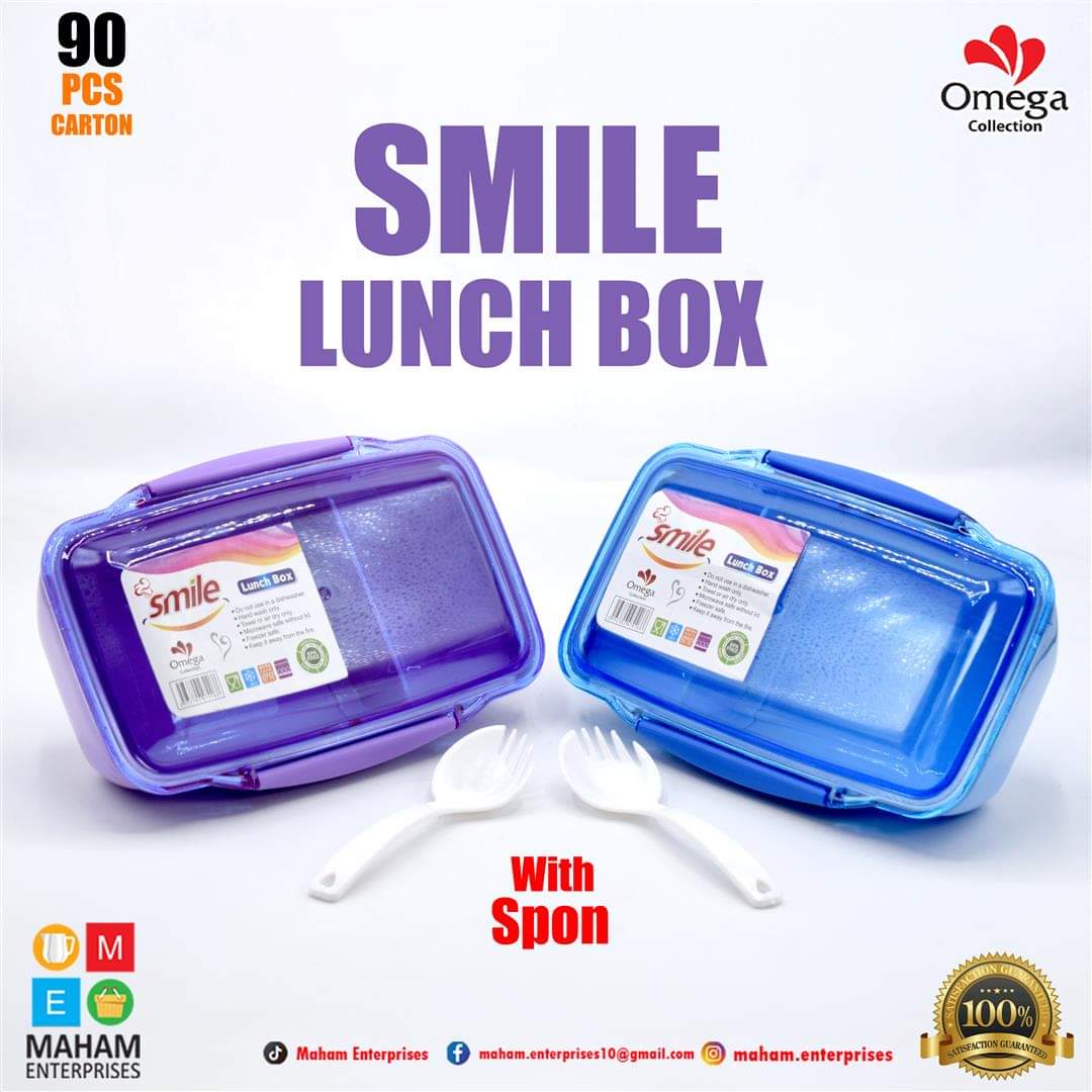 Smile Lunch Box with Crystal Lid (Spoon Inside)