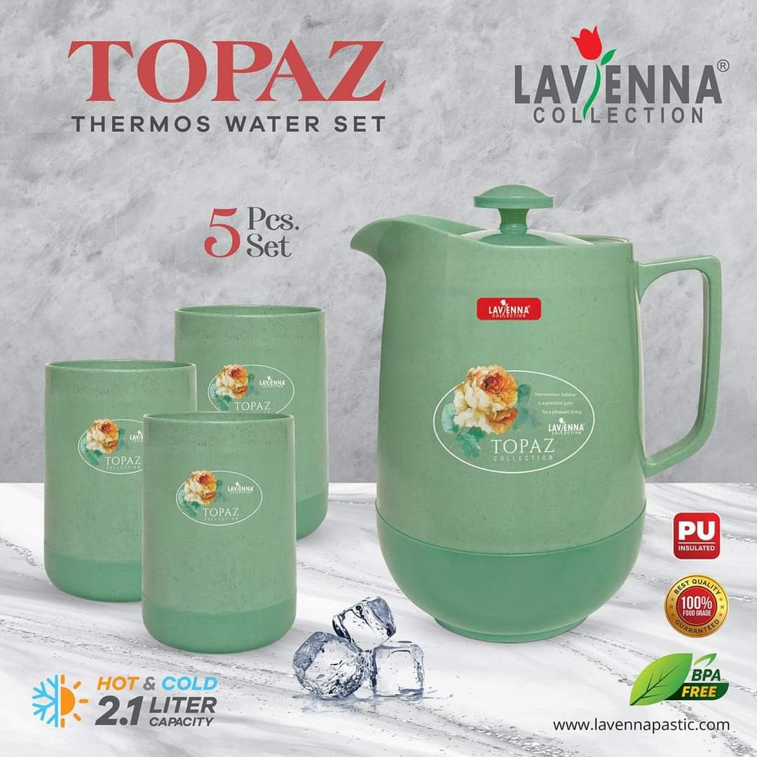 Topaz Thermic Water Set (1 Jug 2.1 Litres and 4 Glasses)