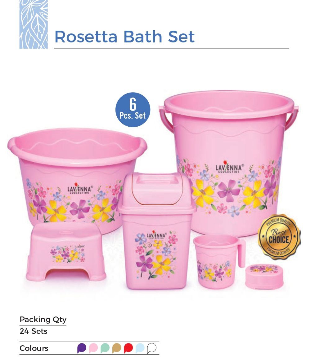 Rosetts Printed 6 in 1 Bath Tub Set