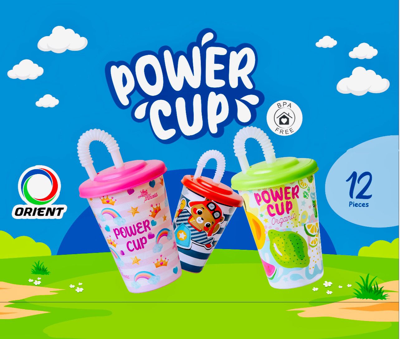 Power Cup Printed Kids Straw Glass