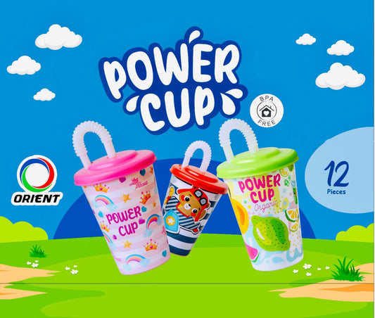 Power Cup Printed Kids Straw Glass