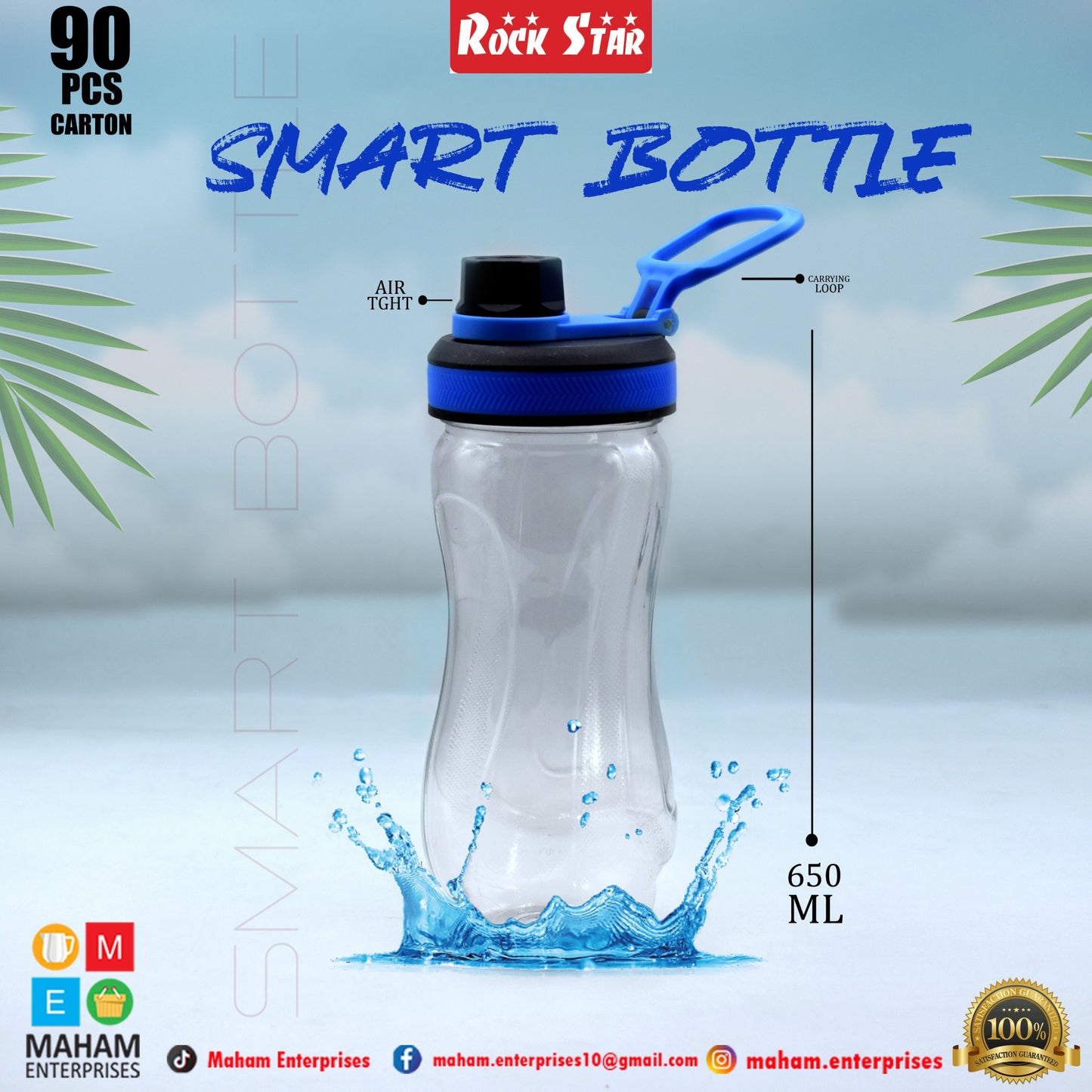 Smart Water Bottle 650 Ml (With Sports Handle)