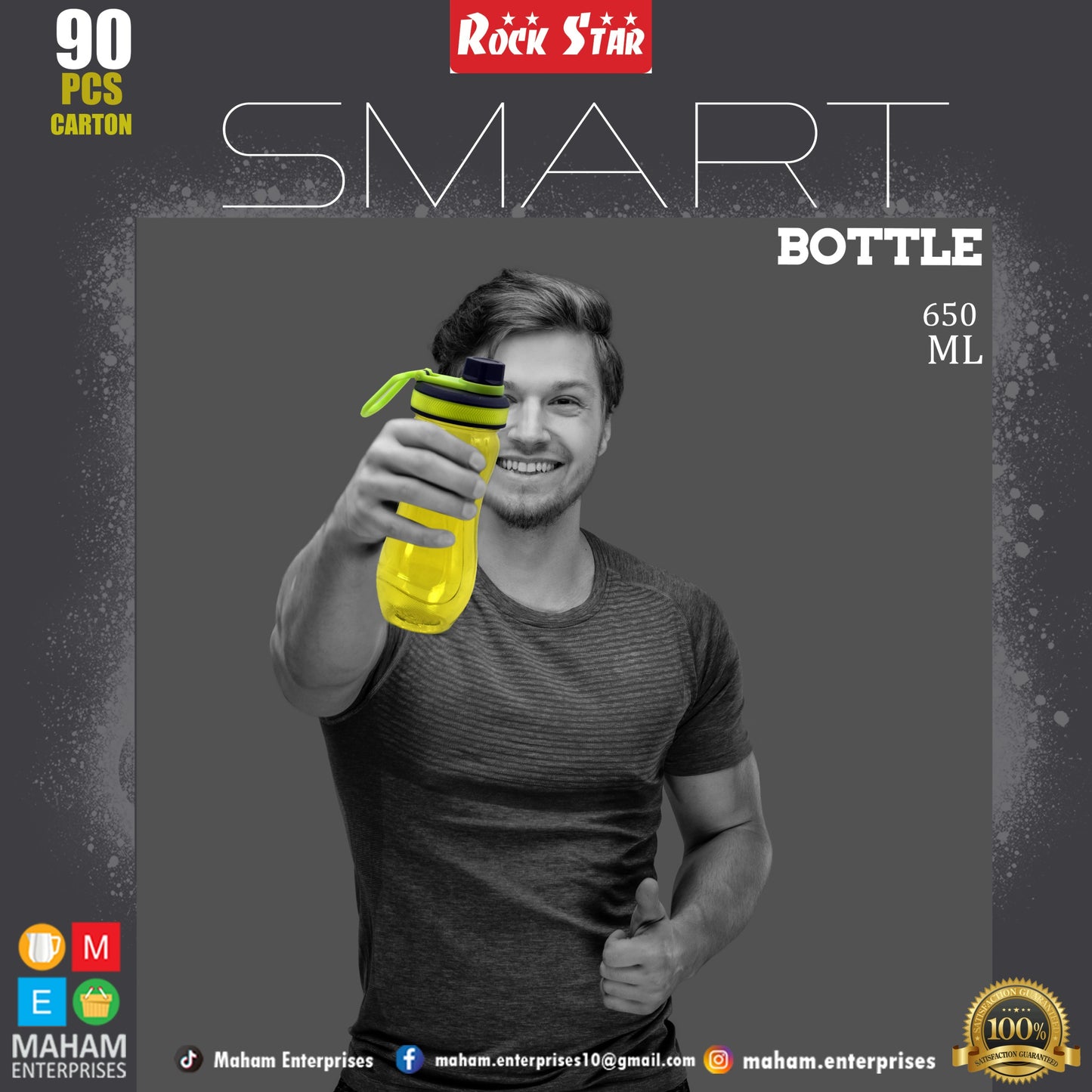 Smart Water Bottle 650 Ml (With Sports Handle)